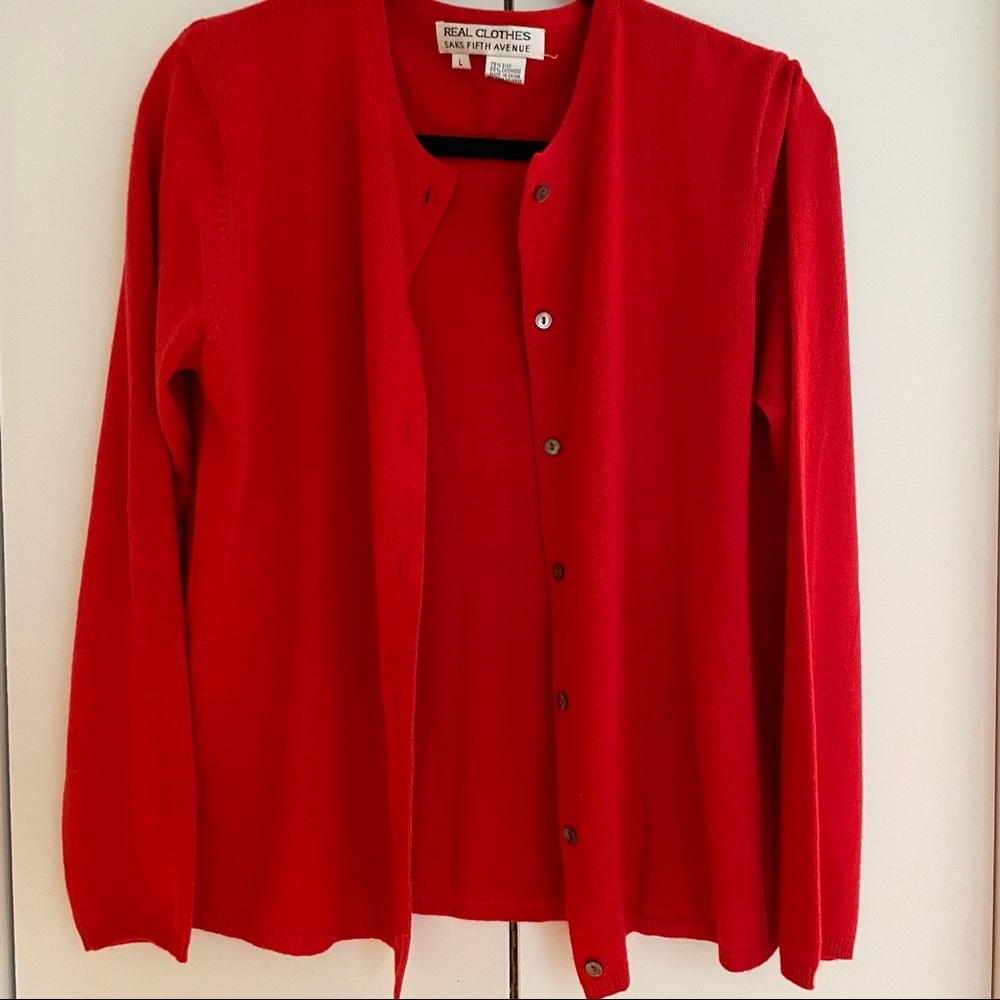 Vintage Red Cashmere Cardigan